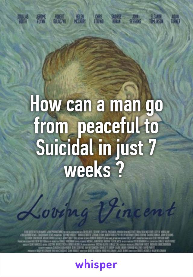 How can a man go from  peaceful to Suicidal in just 7 weeks ? 