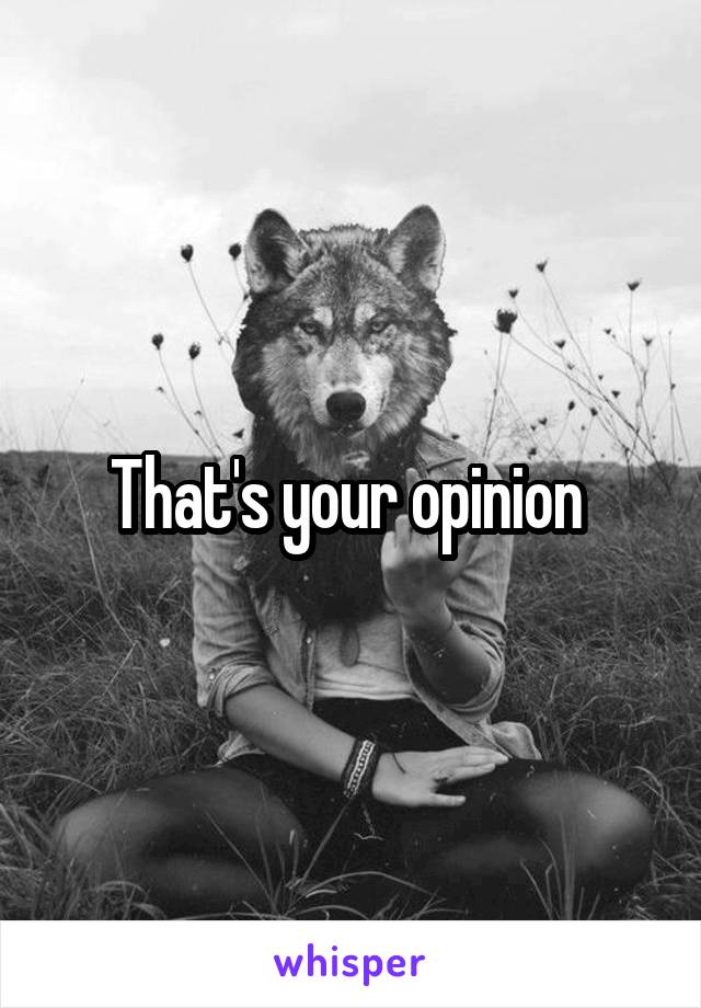 That's your opinion 