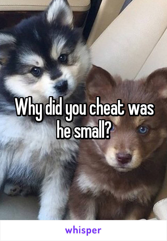 Why did you cheat was he small?