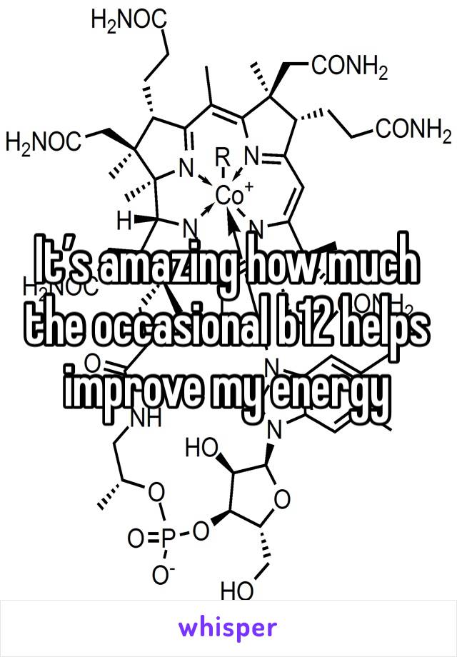 It’s amazing how much the occasional b12 helps improve my energy 