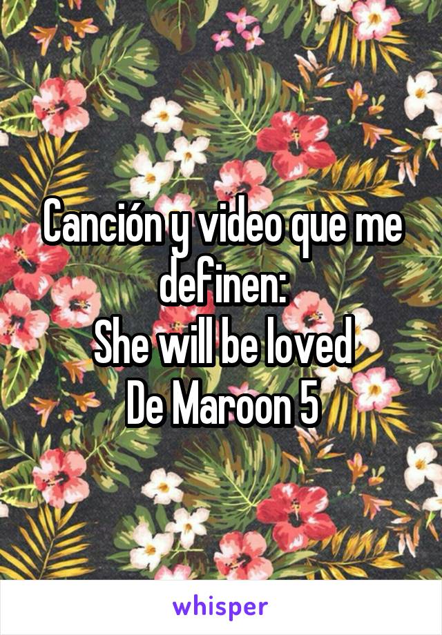 Canción y video que me definen:
She will be loved
De Maroon 5