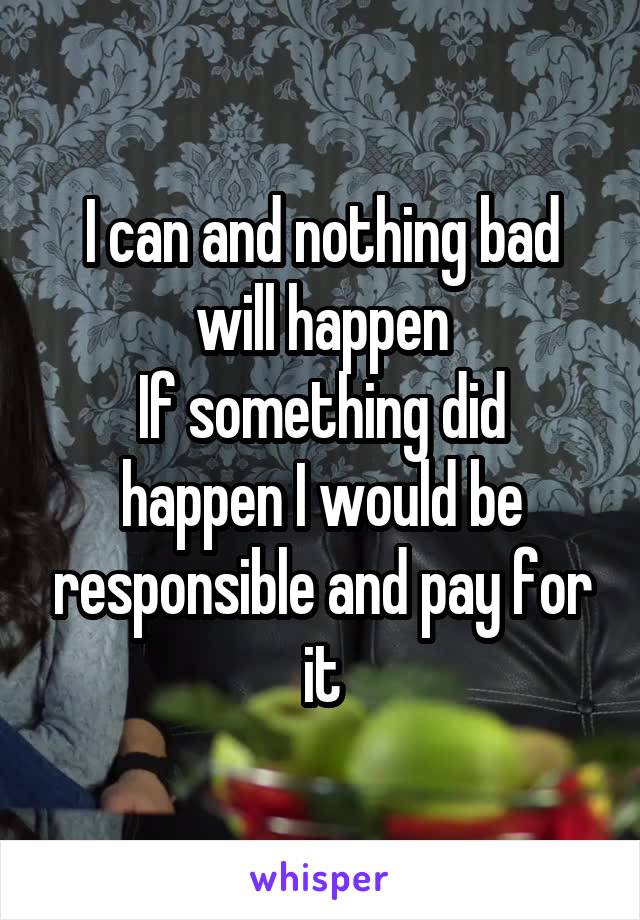I can and nothing bad will happen
If something did happen I would be responsible and pay for it