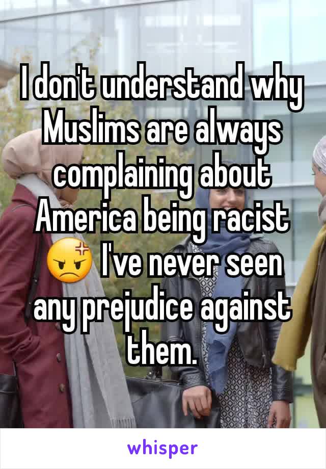 I don't understand why Muslims are always complaining about America being racist😡 I've never seen any prejudice against them.