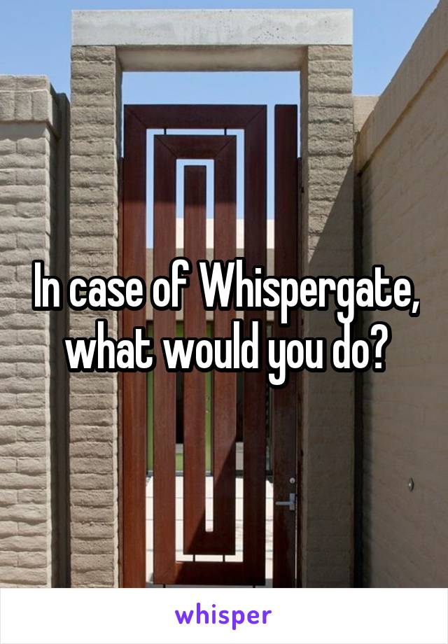 In case of Whispergate, what would you do?