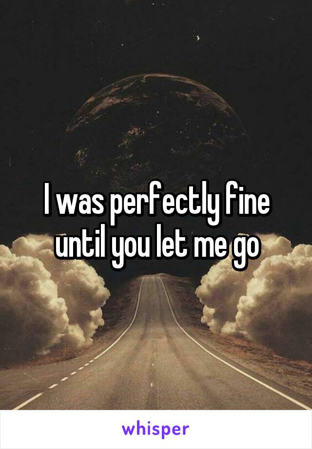 I was perfectly fine until you let me go