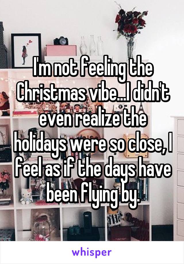I'm not feeling the Christmas vibe...I didn't even realize the holidays were so close, I feel as if the days have been flying by.