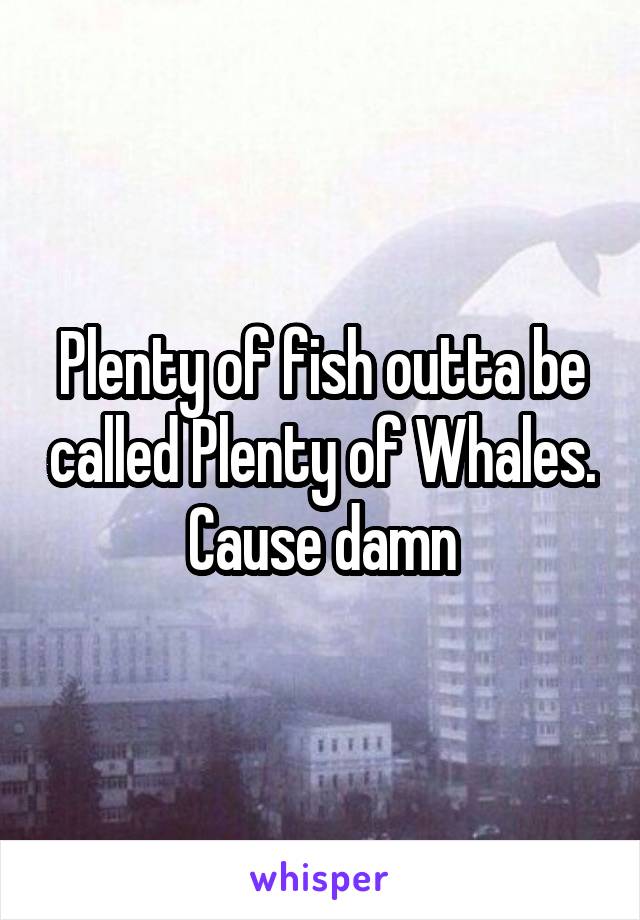 Plenty of fish outta be called Plenty of Whales.
Cause damn