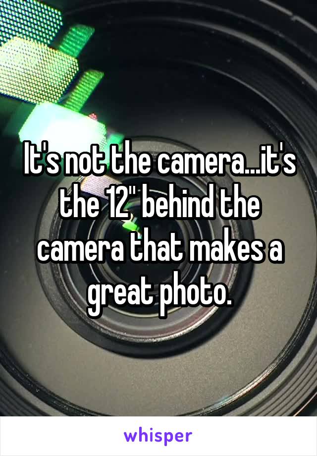 It's not the camera...it's the 12" behind the camera that makes a great photo.