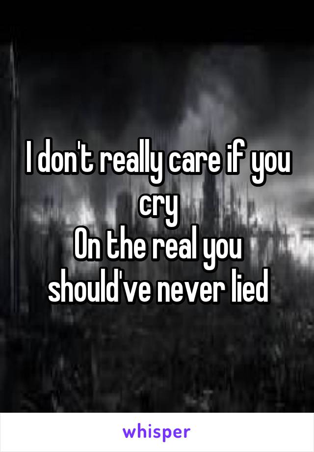 I don't really care if you cry
On the real you should've never lied