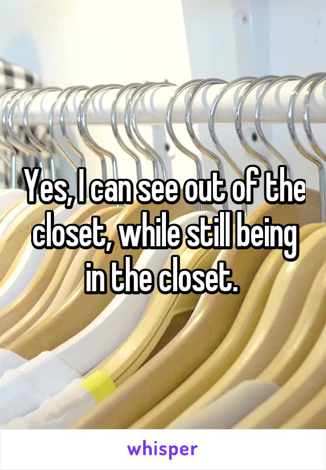 Yes, I can see out of the closet, while still being in the closet. 
