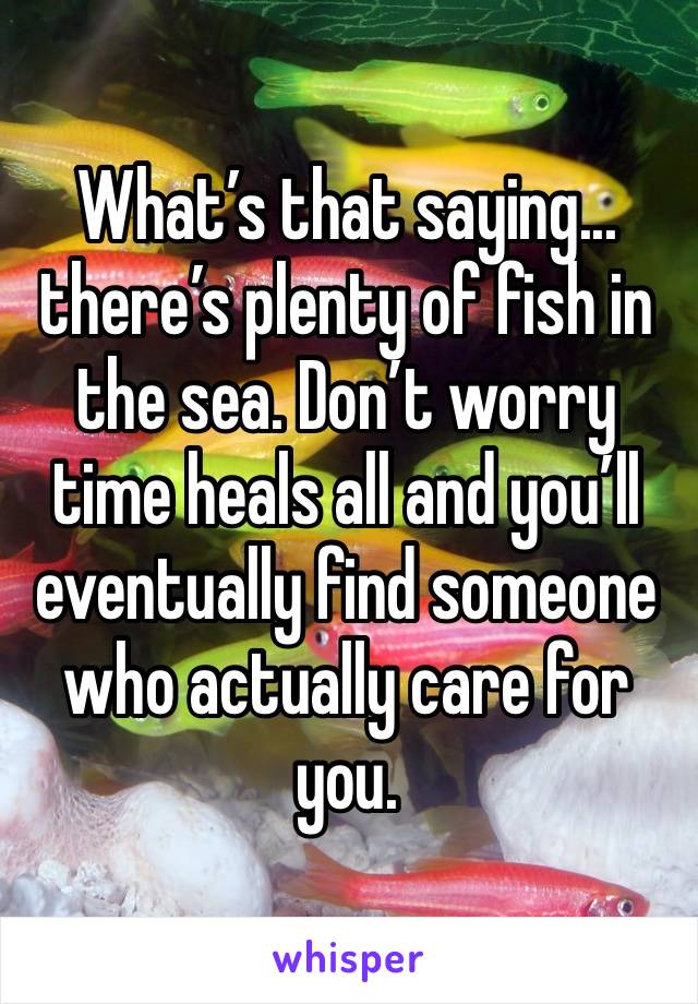 What’s that saying... there’s plenty of fish in the sea. Don’t worry time heals all and you’ll eventually find someone who actually care for you. 