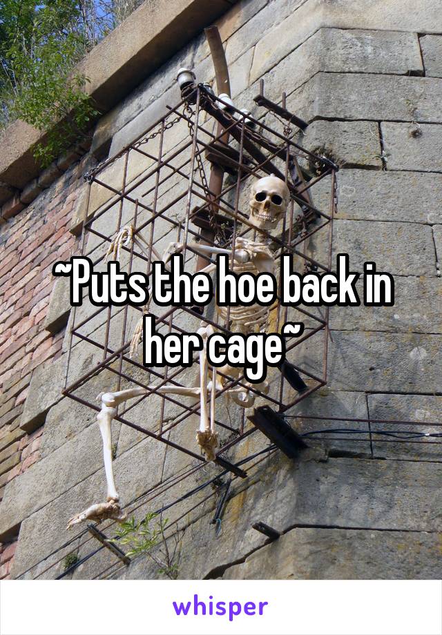 ~Puts the hoe back in her cage~
