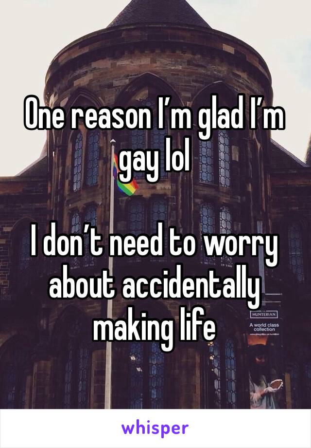One reason I’m glad I’m gay lol 

I don’t need to worry about accidentally making life 