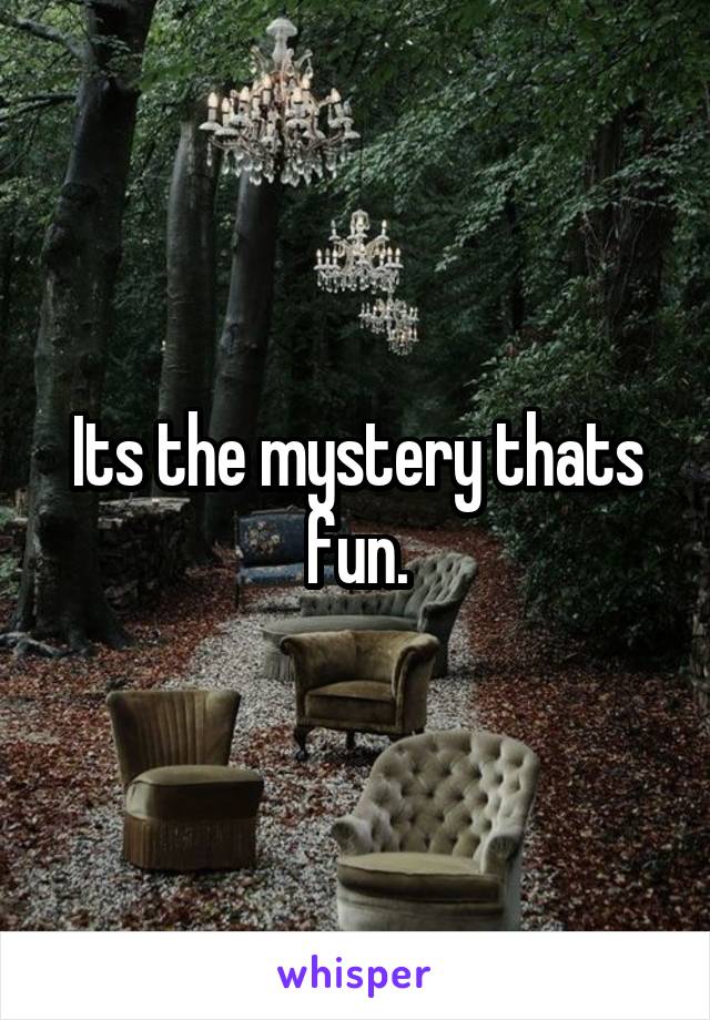 Its the mystery thats fun.