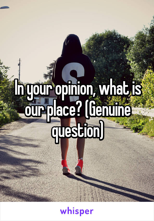 In your opinion, what is our place? (Genuine question)