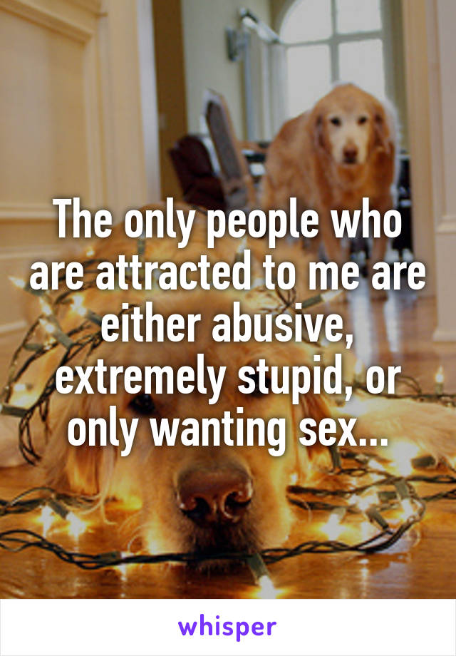 The only people who are attracted to me are either abusive, extremely stupid, or only wanting sex...