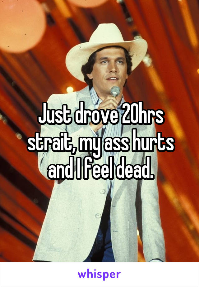 Just drove 20hrs strait, my ass hurts and I feel dead.