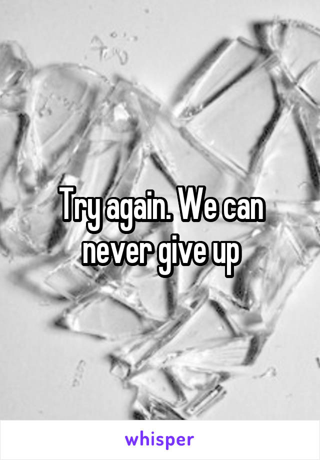 Try again. We can never give up