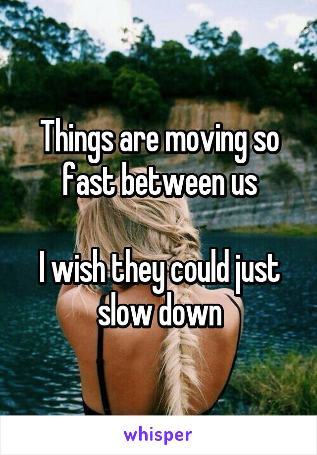 Things are moving so fast between us

I wish they could just slow down
