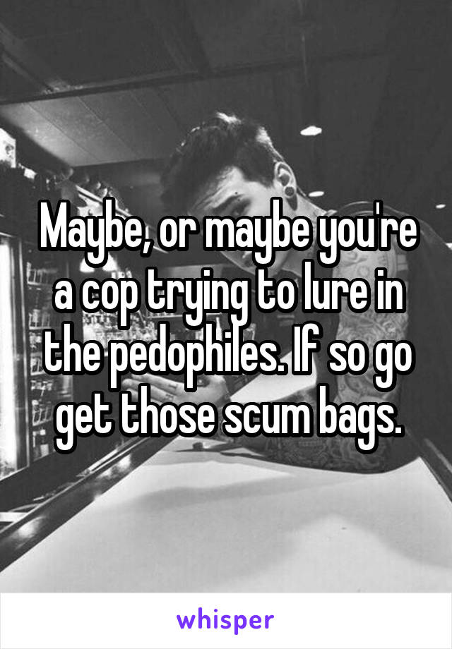 Maybe, or maybe you're a cop trying to lure in the pedophiles. If so go get those scum bags.