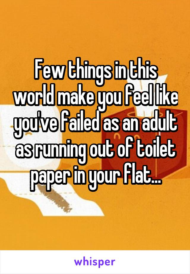 Few things in this world make you feel like you've failed as an adult as running out of toilet paper in your flat...
