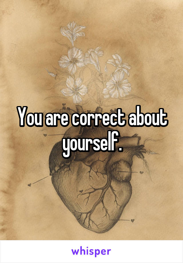 You are correct about yourself.