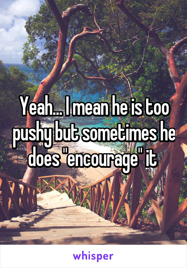 Yeah... I mean he is too pushy but sometimes he does "encourage" it 
