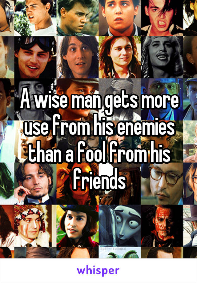 A wise man gets more use from his enemies than a fool from his friends
