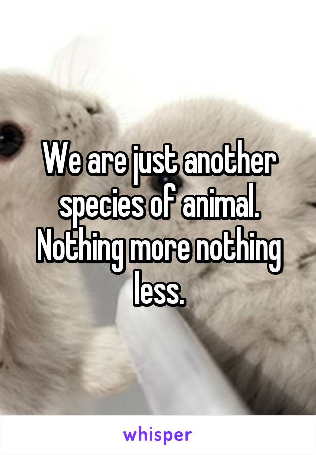 We are just another species of animal. Nothing more nothing less.