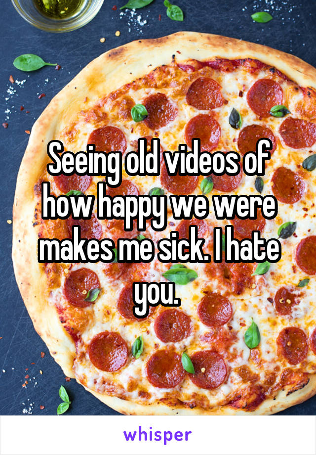Seeing old videos of how happy we were makes me sick. I hate you. 