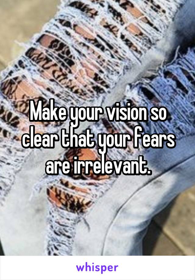 Make your vision so clear that your fears are irrelevant.