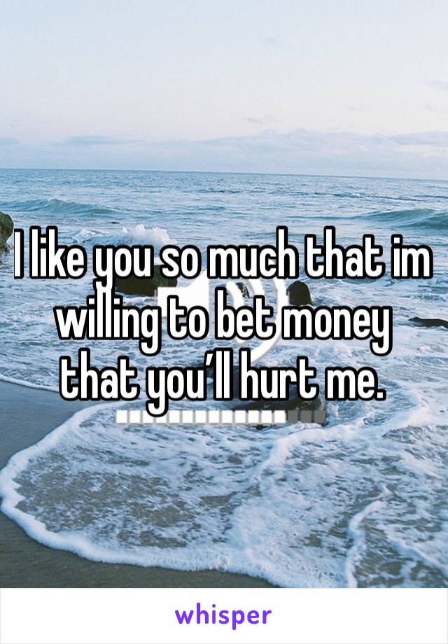 I like you so much that im willing to bet money that you’ll hurt me. 