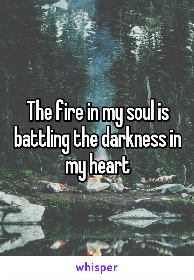 The fire in my soul is battling the darkness in my heart