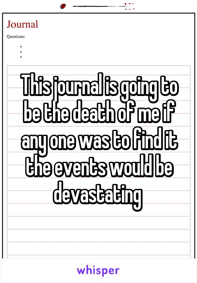 This journal is going to be the death of me if any one was to find it the events would be devastating 
