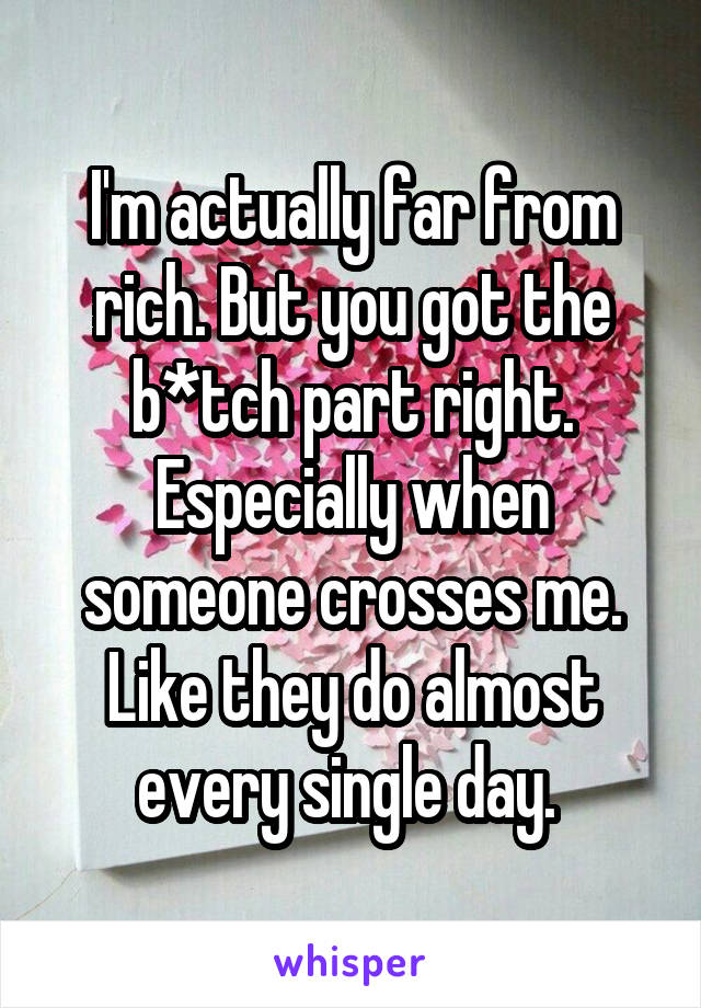 I'm actually far from rich. But you got the b*tch part right. Especially when someone crosses me. Like they do almost every single day. 