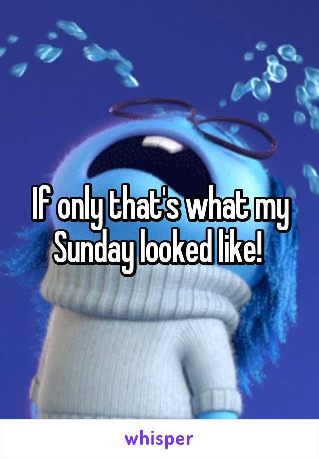 If only that's what my Sunday looked like! 