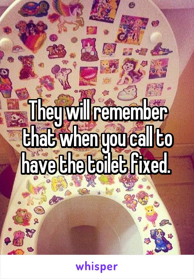 They will remember that when you call to have the toilet fixed. 