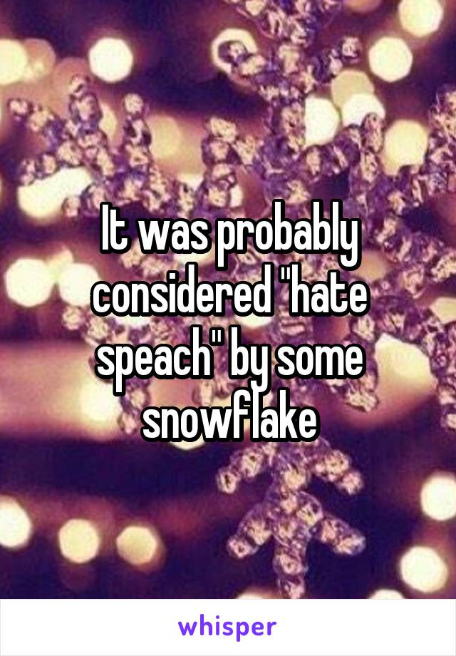 It was probably considered "hate speach" by some snowflake