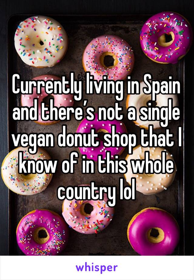 Currently living in Spain and there’s not a single vegan donut shop that I know of in this whole country lol