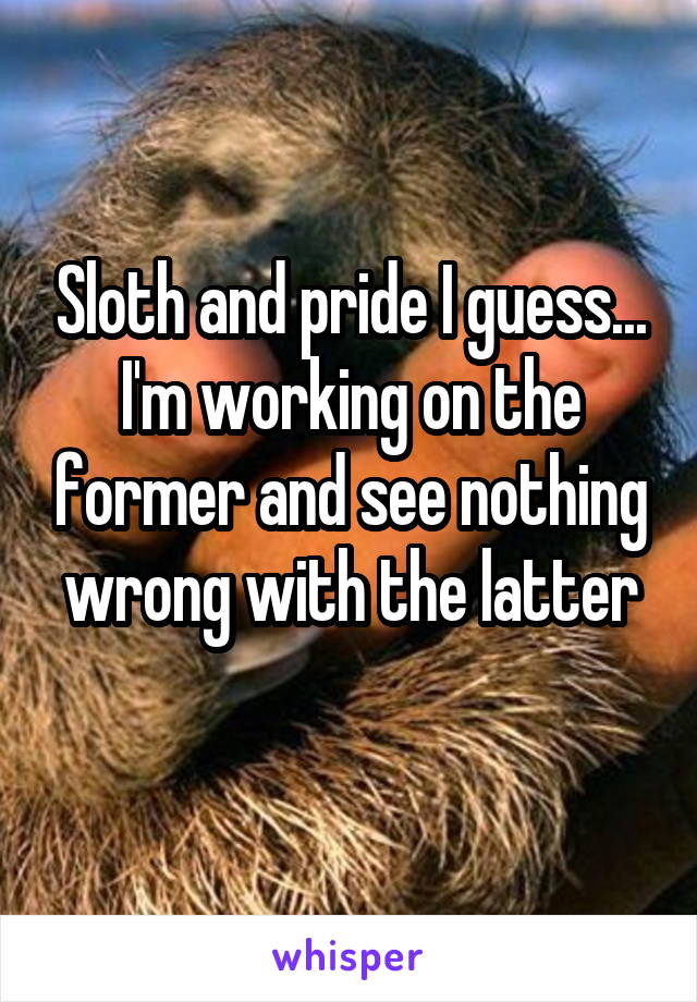 Sloth and pride I guess... I'm working on the former and see nothing wrong with the latter
