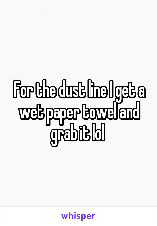 For the dust line I get a wet paper towel and grab it lol 