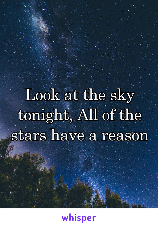 Look at the sky tonight, All of the stars have a reason