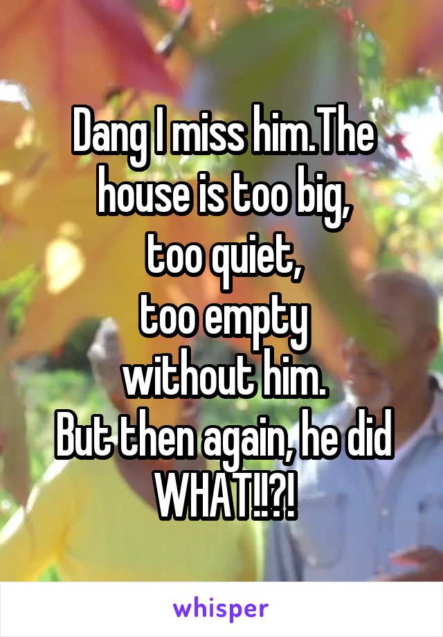 Dang I miss him.The house is too big,
too quiet,
too empty
without him.
But then again, he did
WHAT!!?!