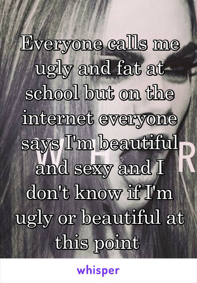 Everyone calls me ugly and fat at school but on the internet everyone says I'm beautiful and sexy and I don't know if I'm ugly or beautiful at this point 