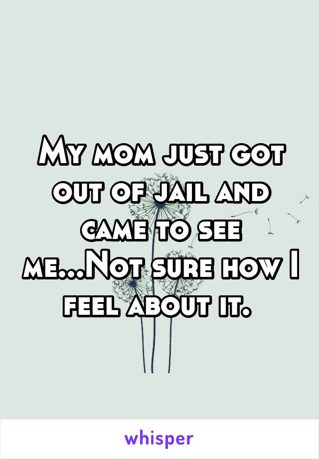 My mom just got out of jail and came to see me...Not sure how I feel about it. 