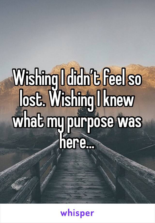 Wishing I didn’t feel so lost. Wishing I knew what my purpose was here...