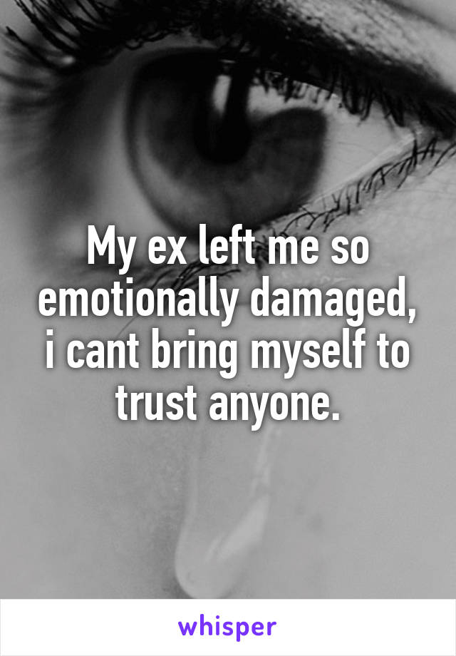 My ex left me so emotionally damaged, i cant bring myself to trust anyone.