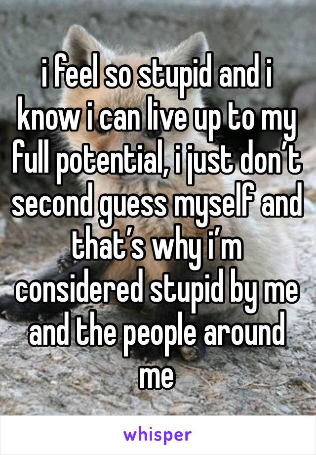 i feel so stupid and i know i can live up to my full potential, i just don’t second guess myself and that’s why i’m considered stupid by me and the people around me