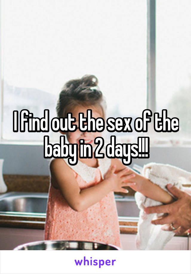 I find out the sex of the baby in 2 days!!!
