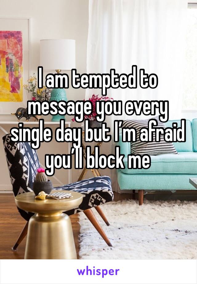 I am tempted to message you every single day but I’m afraid you’ll block me
